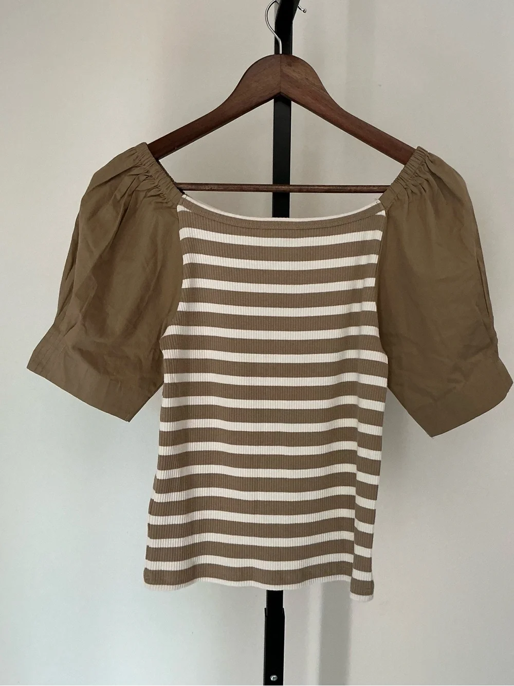 🆕 J Crew | Striped Knit Top with Puff Sleeves